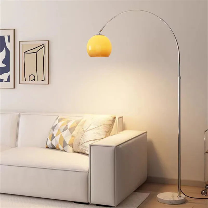 Nordic Orange Arc Floor Lamp with Marble Base - Brand