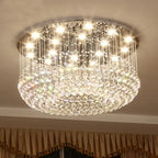 Luxury LED Round Crystal Chandelier Ceiling Light for Home Decor Living Dining Bedroom