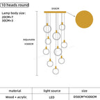 Wooden LED Chandelier for Living Room Ceiling Modern Lighting Fixtures