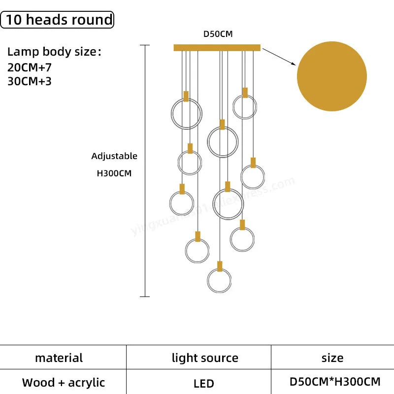 Wooden LED Chandelier for Living Room Ceiling Modern Lighting Fixtures