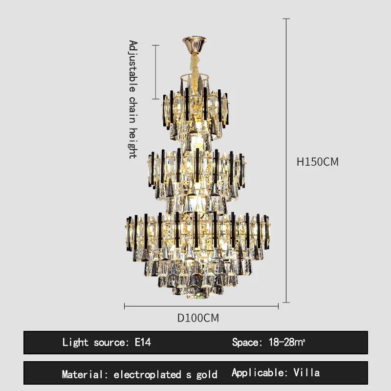 Crystal Hollow Villa Chandelier: Modern Luxury Pendant Light for Living Room and Hotel Lobby