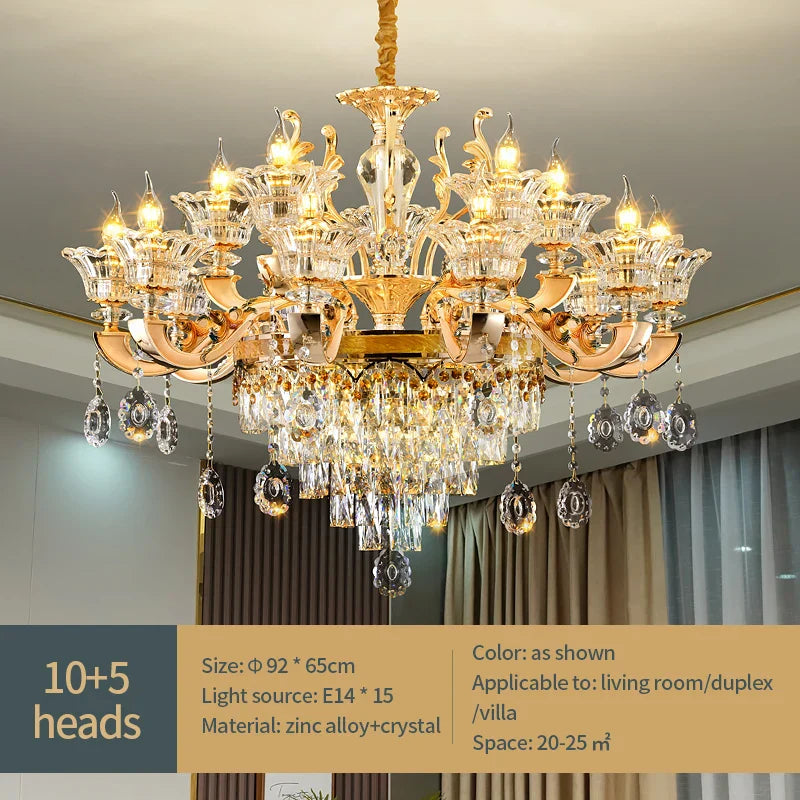 Crystal Chandelier Pendant for Villa Duplex, Hotel Lobby, European Décor