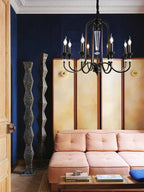 Iron Vintage Candle Chandelier: Retro French Style Pendant Light