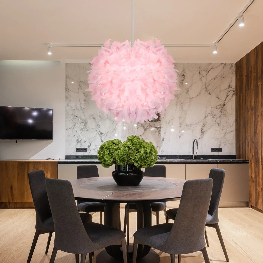 Feather Pendant Lamp E27 Hanging Light Nordic Chandelier for Bedroom & Dining Room by Afralia™