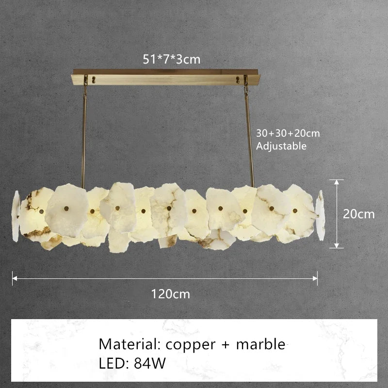 Marble LED Chandelier for Living Room, Bedroom, Kitchen - Luxury Stone Hanging Light