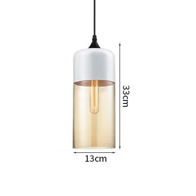 Wood Color Glass LED Pendant Light for Bedroom Dinning Living Room