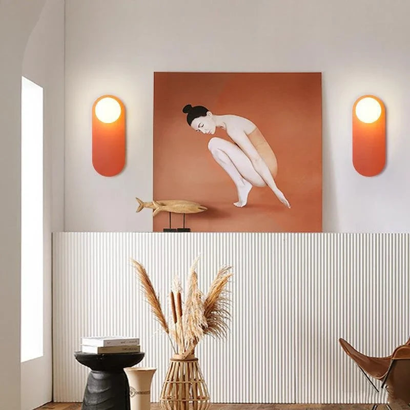 Glass Orange LED Wall Sconce for Bedroom Living Room Decor