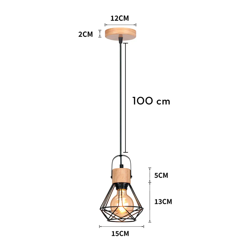Vintage Industrial Wood Pendant Light Chandelier for Kitchen Island Living Room