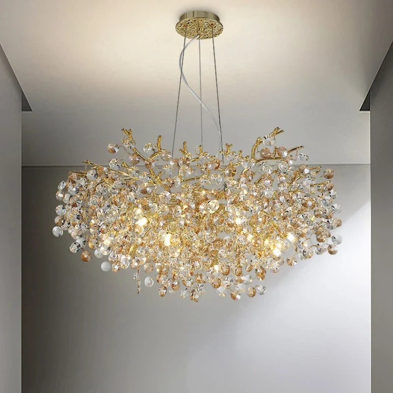Sun Crystal Chandelier for Elegant Living Room & Lobby Lighting