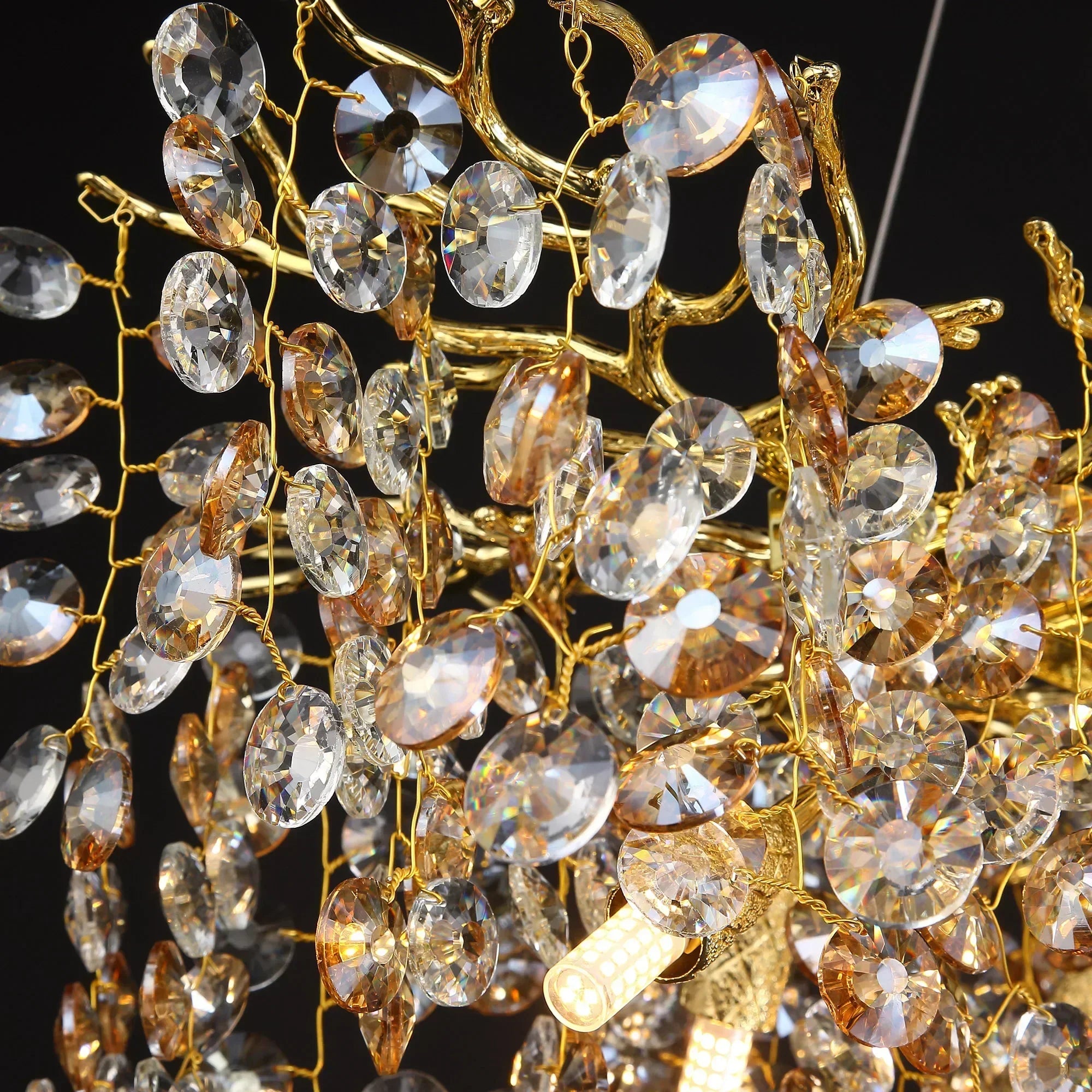 Crystal Sunflower Branch Chandelier: Luxurious Indoor Branch-Shaped Light