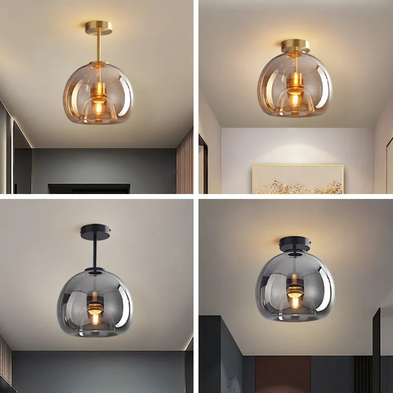 Glass Ball LED Ceiling Light: Modern Living Room Lighting for Aisle, Bedroom, Kitchen