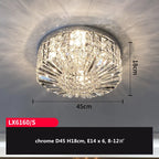 Crystal LED Ceiling Lights Shiny Gold/Chrome Steel E14 Mount Fixtures