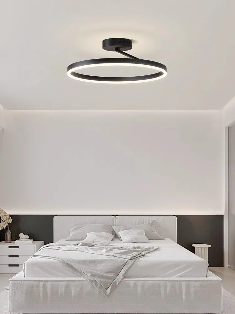 Nordic Minimalism LED Ceiling Chandelier in White/Black Aluminum