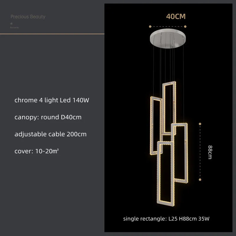 Crystal LED Pendant Light Luxury Stairs Lustre Modern Lighting Fixture