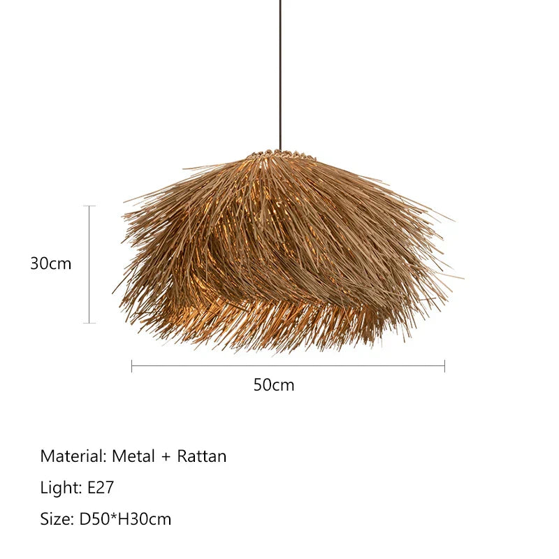 Wabi Sabi Rattan Pendant Lights: Nordic Retro Style for Home, Restaurant, Bar & Bedroom