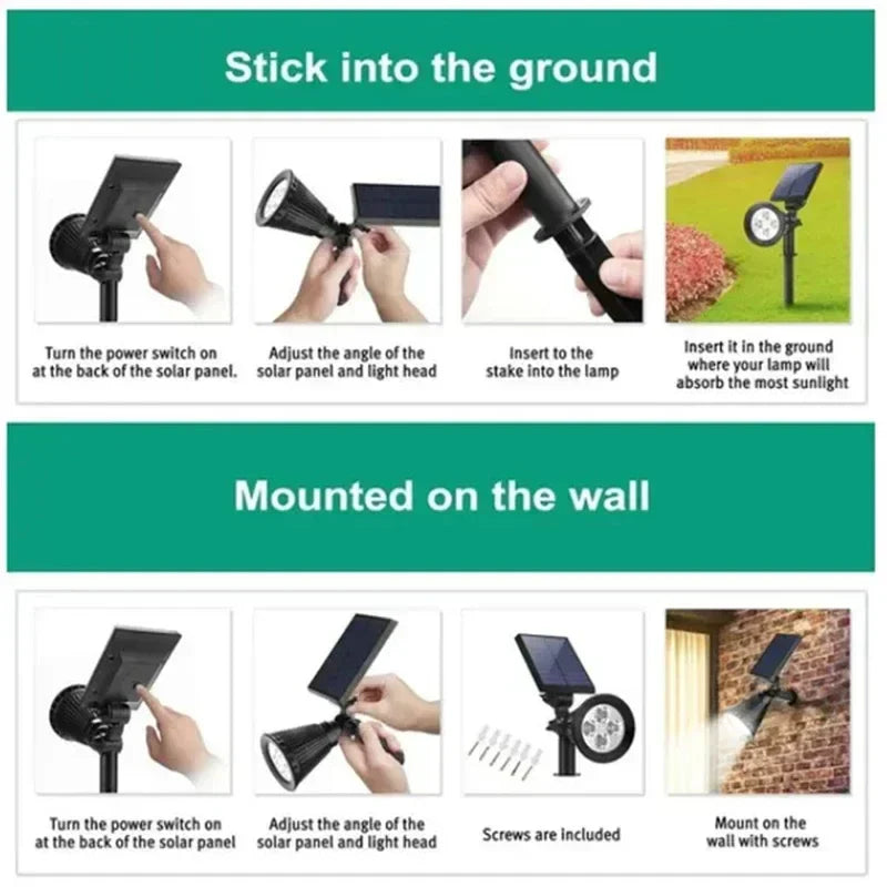 Solar 7LED Spotlight - Adjustable, In-Ground, Waterproof Outdoor Wall Light