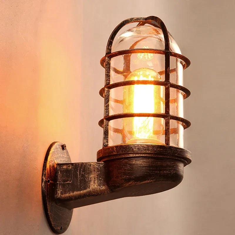 Iron Cage Guard Wall Sconce Vintage Retro Industrial Loft Wall Lamp