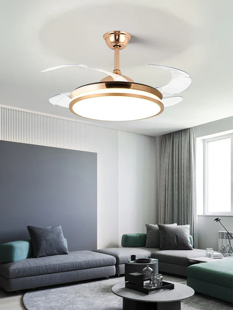 LED Invisible Fan Lamp Modern Ceiling Chandelier for Living Room Bedroom