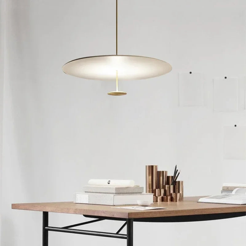 Gold Black Pendant Light for Living Room, Elegant Minimalist Ring Suspension Lamp
