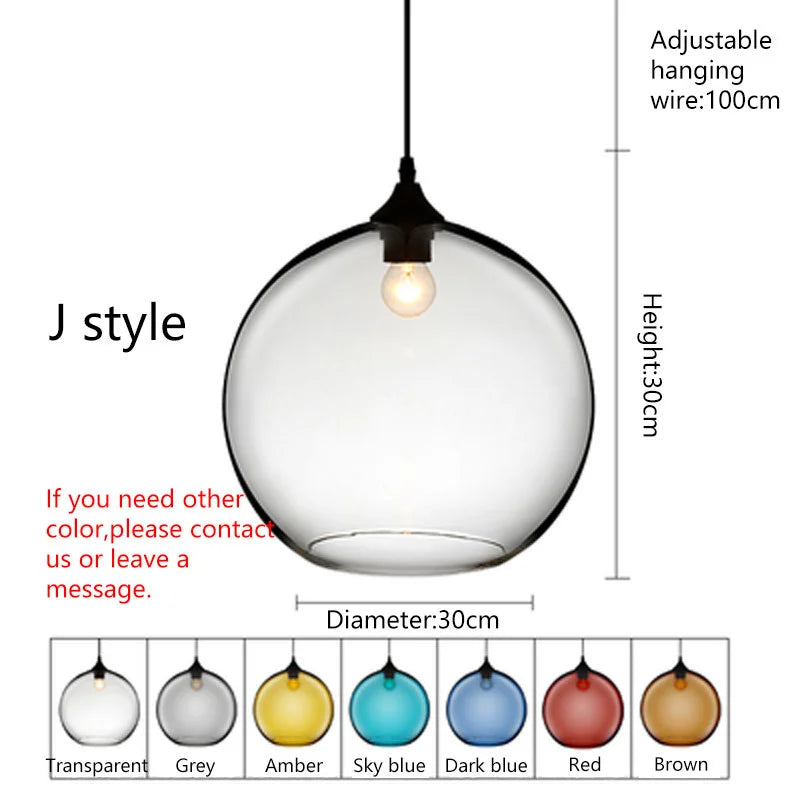 Glass Pendant Chandelier E27 Ceiling Light for Living Dining Kitchen Bedroom