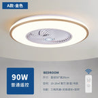 Modern Black 56cm Round Ceiling Fan with LED Light and Remote Control