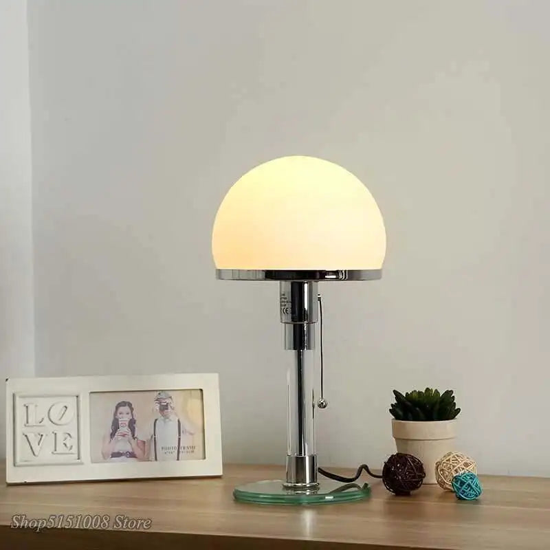 Nordic Glass Desk Lamp - Retro Milk White Bedroom Living Room Lighting