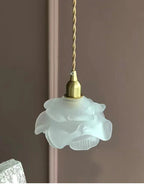 Romantic Rose Glass Chandelier Lighting Vintage Brass Luxury Hanging Lamp