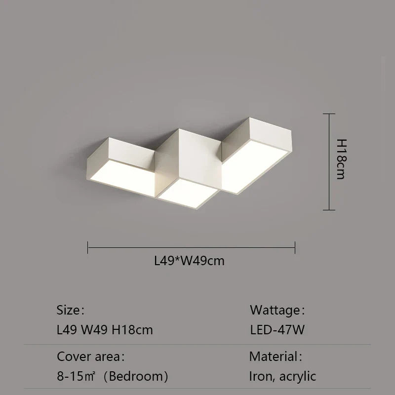 Modern Minimalist Square LED Ceiling Lamp Creative Geometry Light Home Decor Lighting