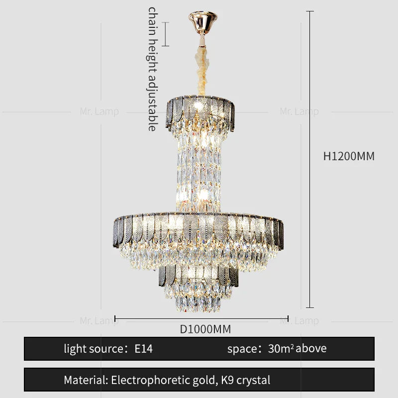 Crystal Chandelier: Postmodern Multi-layer Luxury for Villa, Hotel Lobby, and Living Room