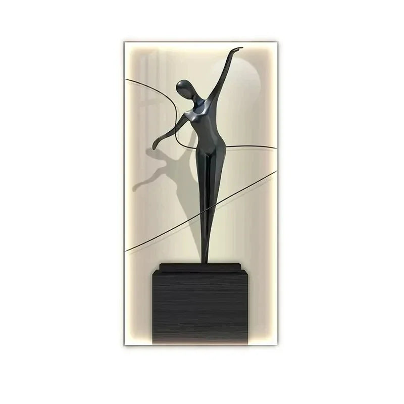 Abstract Figure Luminous Canvas Painting Wall Lamps by Afralia™