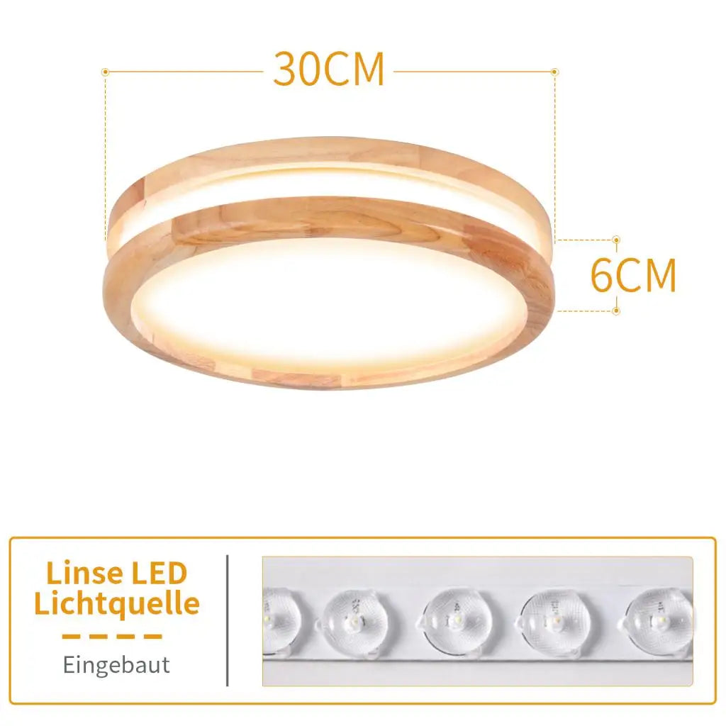Wood LED Ceiling Lamp Modern Nordic Round Indoor Lighting Home Decor Fixture