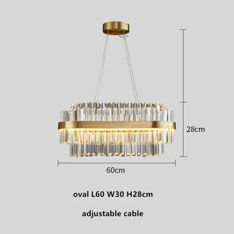 Gold Metal Crystal Pendant Light - Dimmable LED Hanging Lamp