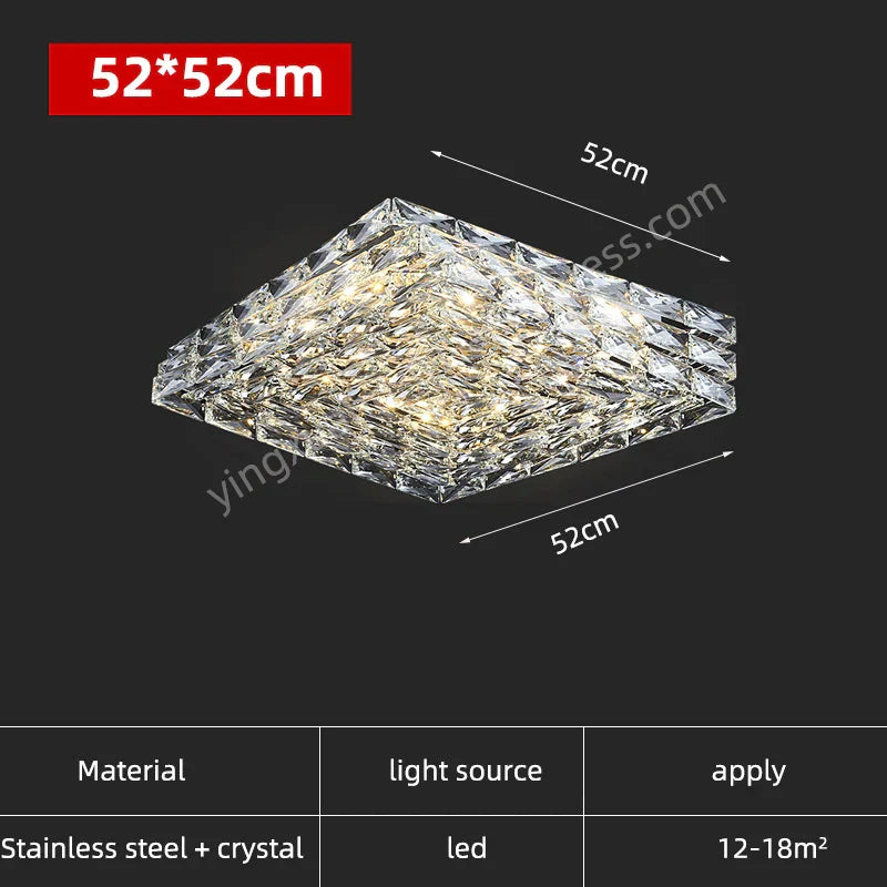 Crystal Square Ceiling Light: Elegant Indoor LED Lighting Fixture for Living Room, Bedroom & Corridor