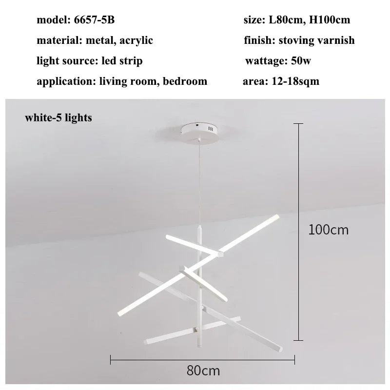 Modern Nordic Stripes LED Pendant Chandelier for Living, Dining, Bedroom & Loft