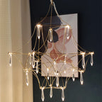 Starry Rain Crystal Chandelier: Luxury LED Lighting Decor for High Floors
