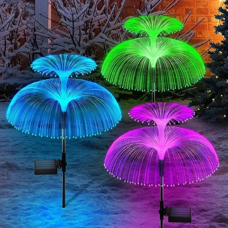 Solar Jellyfish Lawn Lights - Outdoor Fiber Optic Decor for Patio & Yard