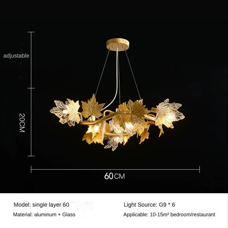 Maple Leaf Branches Chandelier for Living Dining Room - 2023 Design