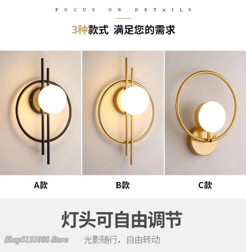 Glass Ball LED Wall Lamp Modern Light Luxury Home Decor Fixture