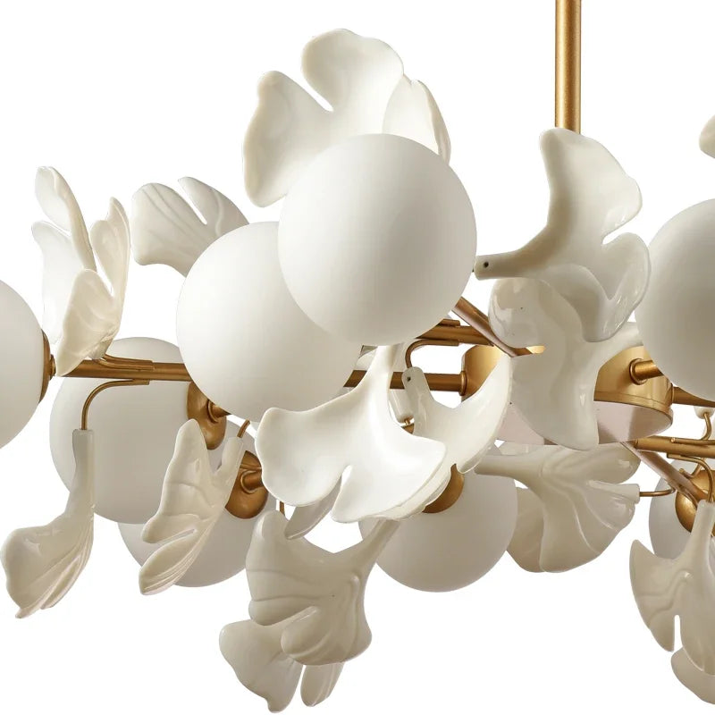 Ginkgo Leaf LED Ceiling Chandelier for Bedroom, Living, Dining Room