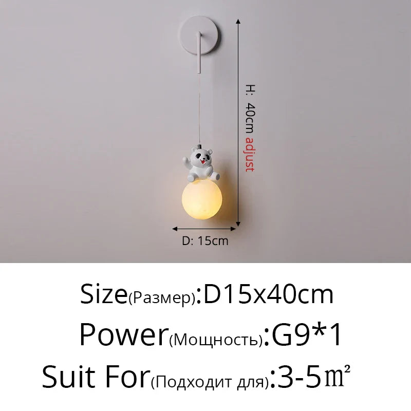 Bear Bedroom Wall Lamp: Modern Chandelier for Living Room, Study & Dining Room