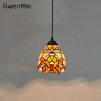 Stained Glass Pendant Lights: Baroque Style LED Kitchen Lighting Fixtures