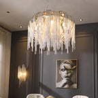 Nordic Tassel Chain Chandelier Chrome Metel Luxury Light for Living Room