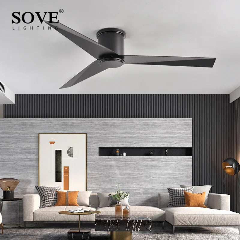 Modern White Black Aluminum Blade Ceiling Fan With Remote Control