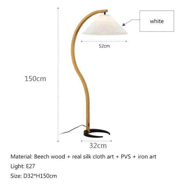 Solid Wood LED Floor Lamp for Living Room Bedroom Study Decor
