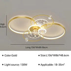 Modern Black Gold LED Ceiling Light with Remote Control for Stylish Living Room