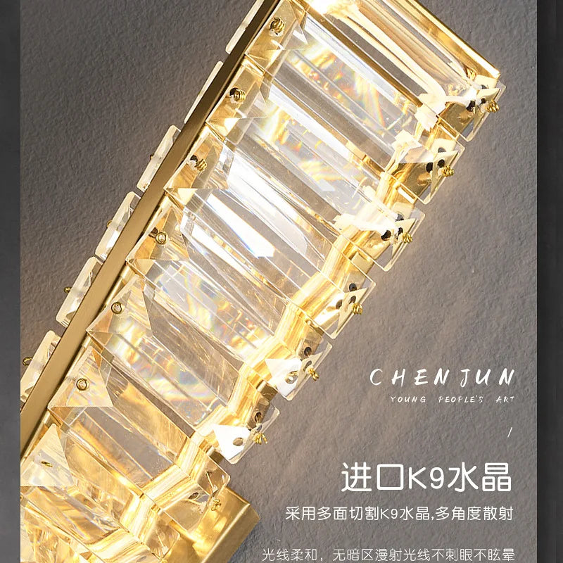 Crystal Gold Wall Lamp Dimmable Steel Sconces Luxury Indoor Light Fixture