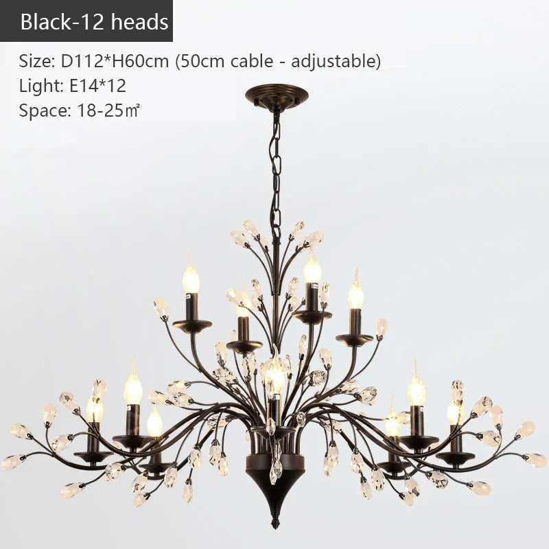 Crystal Chandelier: Modern LED Pendant Lamp for Living, Dining, Bedroom, Kitchen. Vintage American Style.