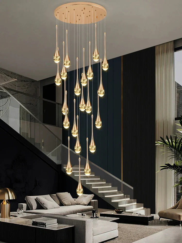 Modern Crystal Chandelier Golden Loft Hanging Light for Stylish Home Décor