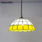 Tiffany Square Pendant Light, Stained Glass Hanging Lamp for Home Decor