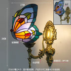 Butterfly Glass Sconces LED Wall Lamps Tiffany Mediterranean Bedroom Lighting